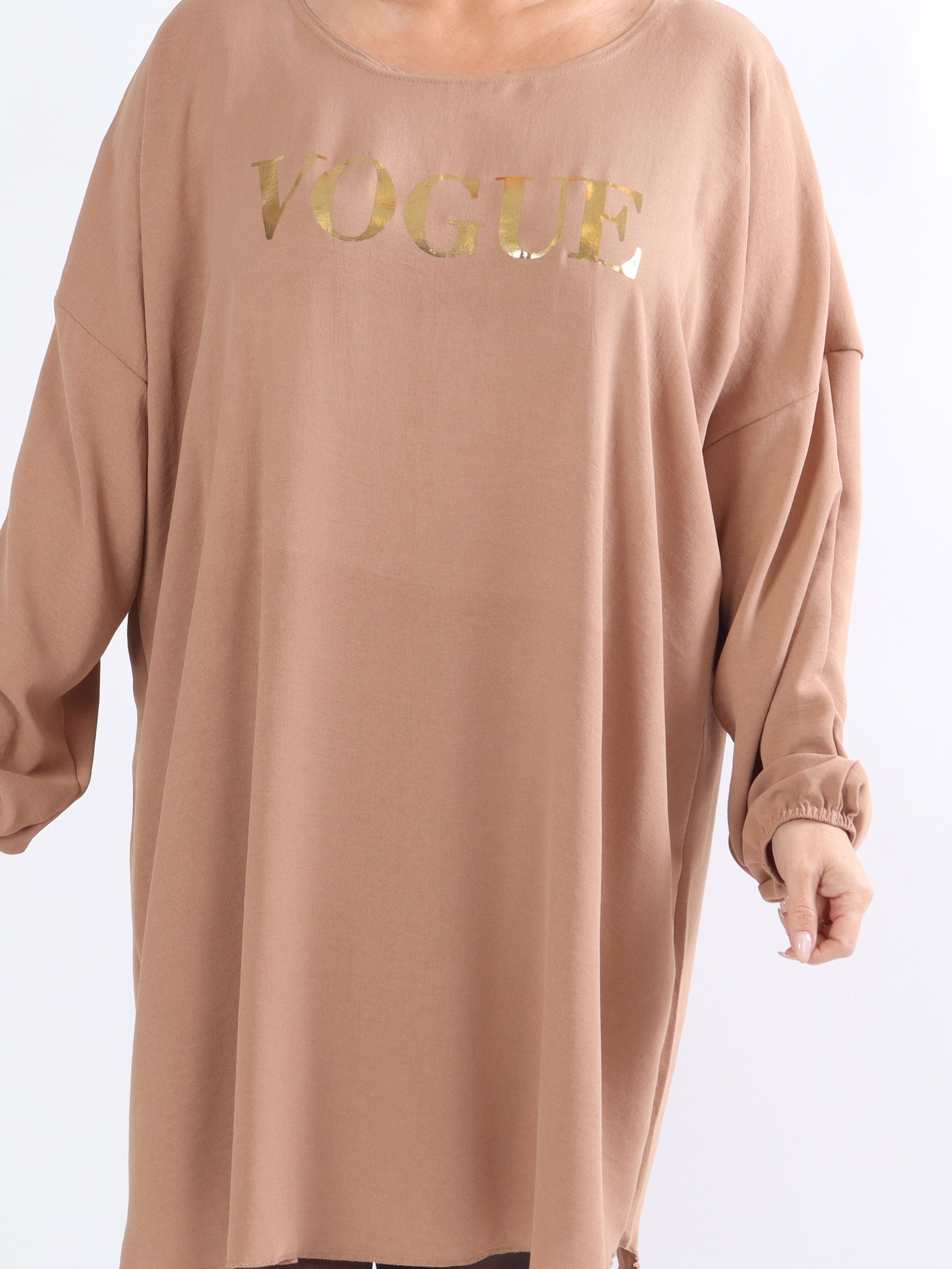 Nella - Cool plussize klänning med guldfärgad skrift - Orange